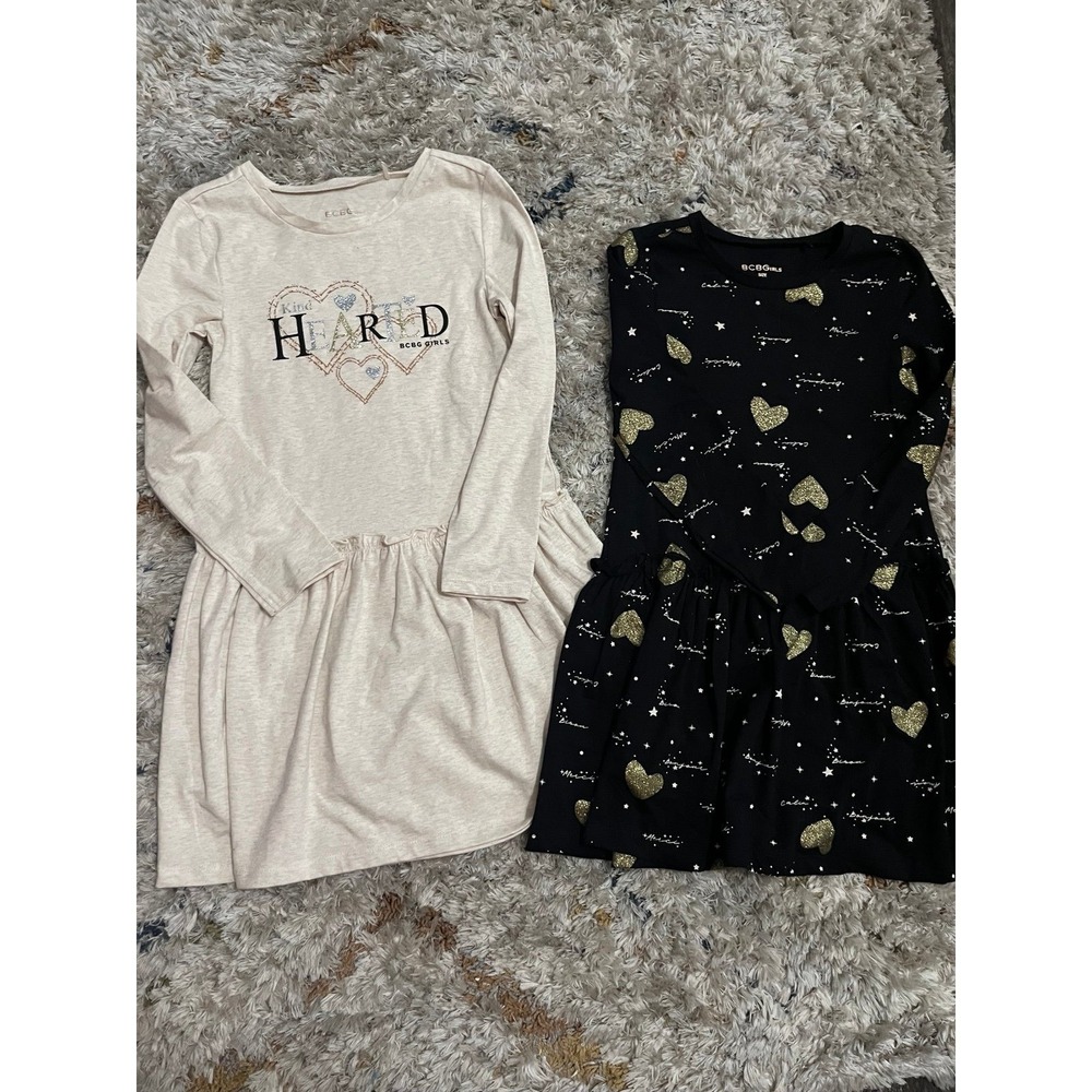 BCBG Girls Dresses Bundle of 2 Black Gold Cream Long Sleeve Casual Size 6/7
